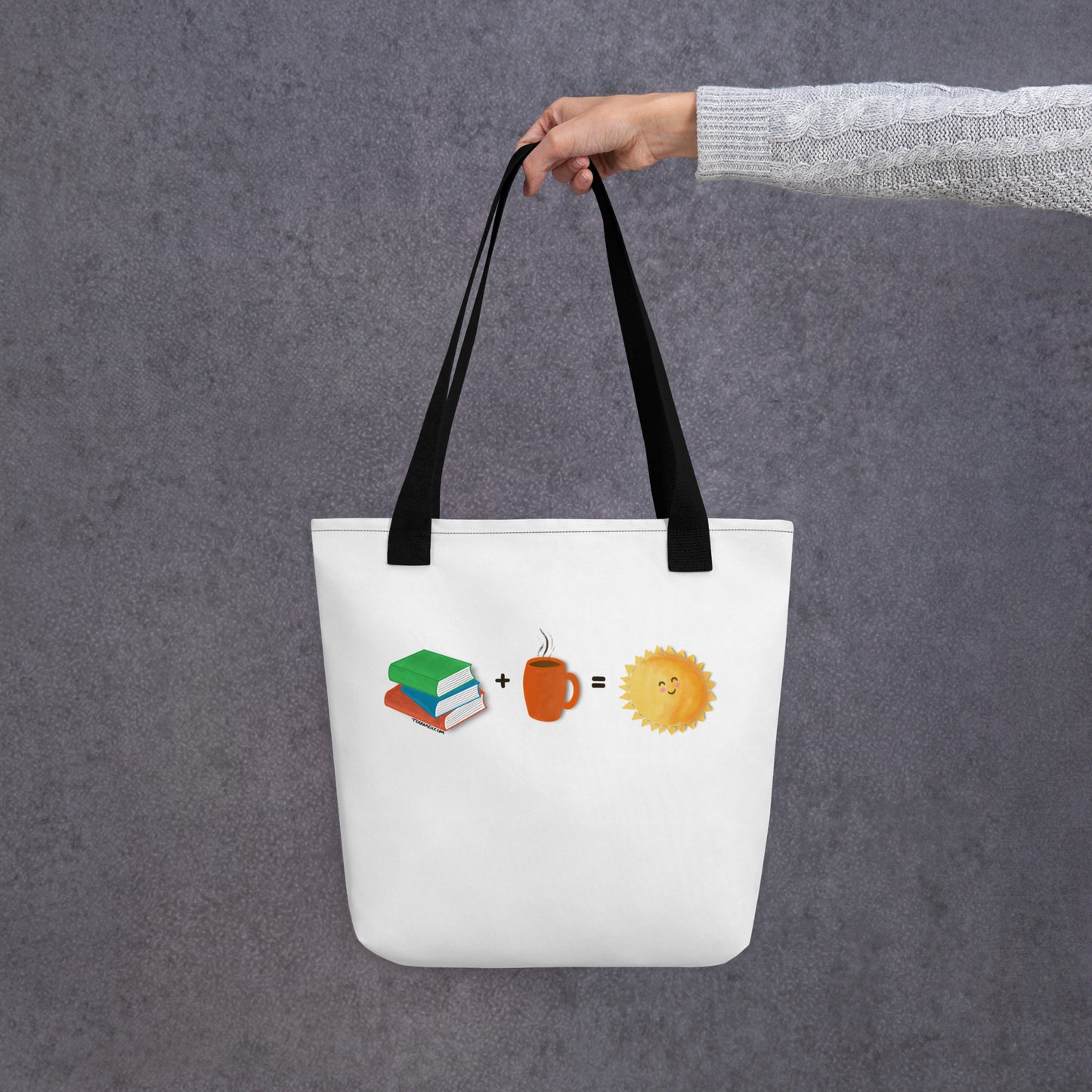 Books plus Coffee equals Happy Tote | Reusable Bag | FREE SHIPPING
