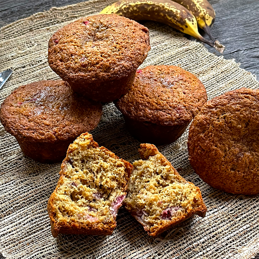 Strawberry Banana Browned Butter Muffins