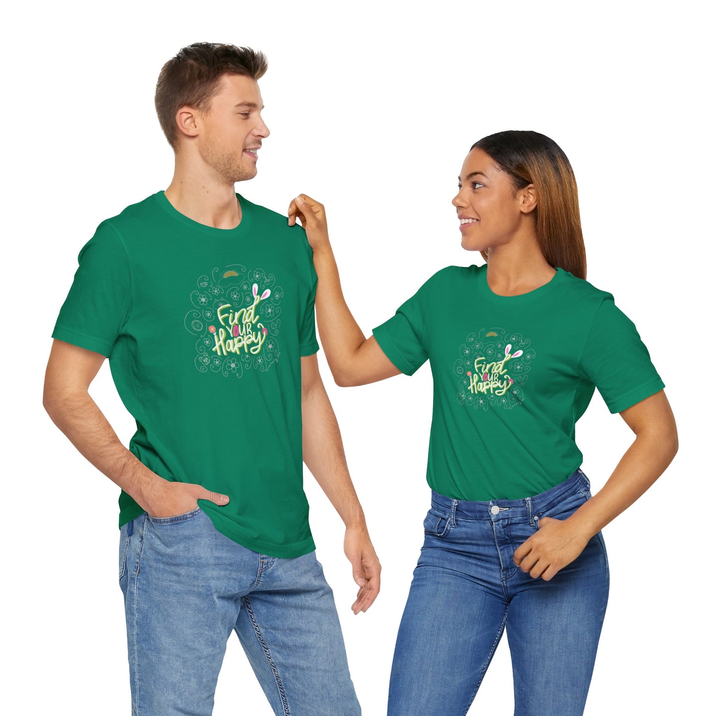 Find Your Happy Unisex Jersey Short Sleeve Positive T-Shirt | Inspirational Tee | Available in Five Colors & Six Sizes