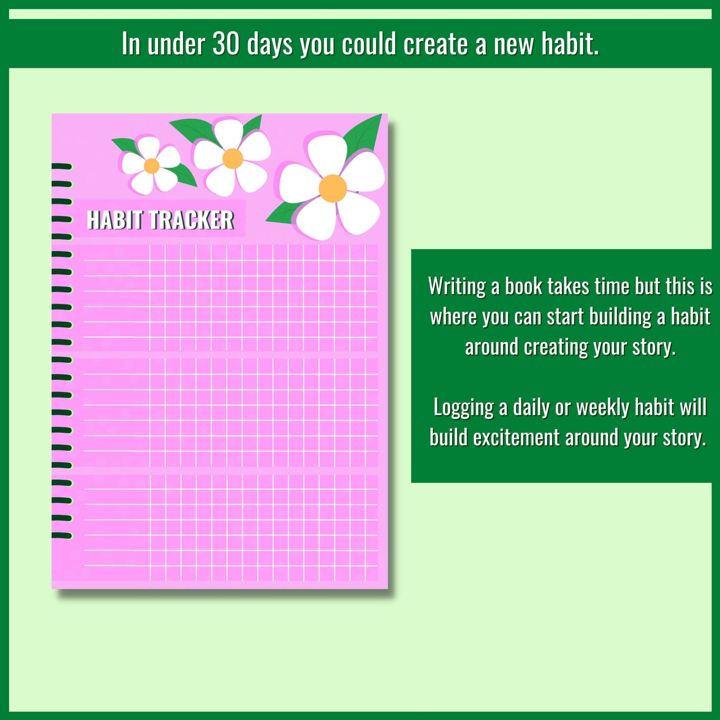 Write Your Story Digital Habit Tracker | Daily or Weekly Habit Tracker | Five Different Sizes | Instant Download | Printable PDF
