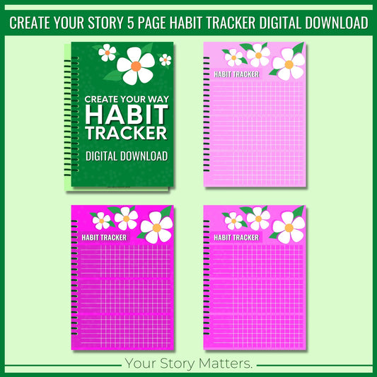 Write Your Story Digital Habit Tracker | Daily or Weekly Habit Tracker | Five Different Sizes | Instant Download | Printable PDF